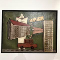 Modernist Oil Painting on Canvas France 1990s - 4570232