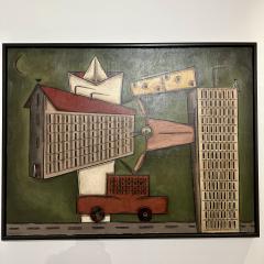 Modernist Oil Painting on Canvas France 1990s - 4570233