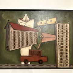 Modernist Oil Painting on Canvas France 1990s - 4570236