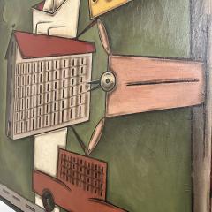 Modernist Oil Painting on Canvas France 1990s - 4570237