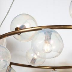 Modernist Oil Rubbed Bronze Chandelier with Organic Hand Blown Murano Shades - 3645546