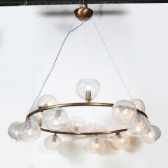 Modernist Oil Rubbed Bronze Chandelier with Organic Hand Blown Murano Shades - 3645551