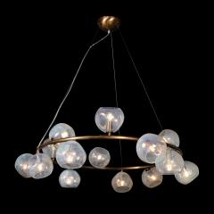 Modernist Oil Rubbed Bronze Chandelier with Organic Hand Blown Murano Shades - 3645613