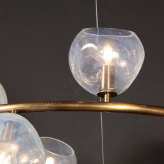 Modernist Oil Rubbed Bronze Chandelier with Organic Hand Blown Murano Shades - 3645620