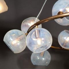 Modernist Oil Rubbed Bronze Chandelier with Organic Hand Blown Murano Shades - 3645622