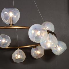 Modernist Oil Rubbed Bronze Chandelier with Organic Hand Blown Murano Shades - 3645626