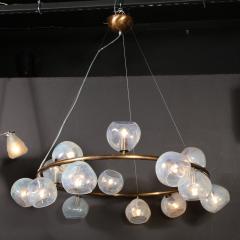 Modernist Oil Rubbed Bronze Chandelier with Organic Hand Blown Murano Shades - 3645642