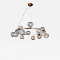 Modernist Oil Rubbed Bronze Chandelier with Organic Hand Blown Murano Shades - 3646346