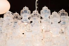 Modernist Opalescent and Clear Murano Glass Barbell Chandelier - 1580587