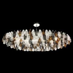 Modernist Oval Handblown Murano Mixed Polyhedral Chandelier w Chrome Fittings - 2551416