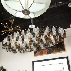 Modernist Oval Handblown Murano Mixed Polyhedral Chandelier w Chrome Fittings - 2551423