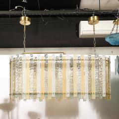 Modernist Ovoid Hand Blown Murano Frosted Mottled Paneled Amber Glass Fixture - 4403667