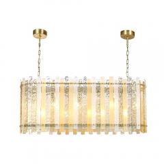 Modernist Ovoid Hand Blown Murano Frosted Mottled Paneled Amber Glass Fixture - 4403680