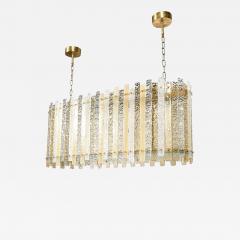 Modernist Ovoid Hand Blown Murano Frosted Mottled Paneled Amber Glass Fixture - 4404061