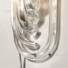 Modernist Pair of Hand Blown Translucent Murano Glass Ribbon Sconces - 3802078