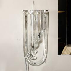 Modernist Pair of Hand Blown Translucent Murano Glass Ribbon Sconces - 3802086
