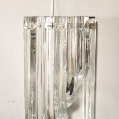 Modernist Pair of Hand Blown Translucent Murano Glass Ribbon Sconces - 3802130