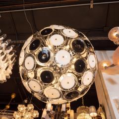 Modernist Polished Chrome Chandelier with Handblown Murano Black and White Discs - 1560666