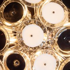 Modernist Polished Chrome Chandelier with Handblown Murano Black and White Discs - 1560667