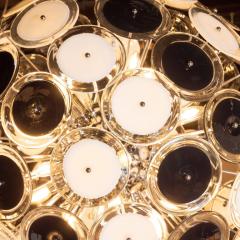 Modernist Polished Chrome Chandelier with Handblown Murano Black and White Discs - 1560668