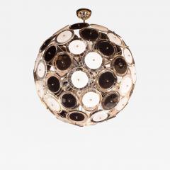 Modernist Polished Chrome Chandelier with Handblown Murano Black and White Discs - 1563260