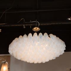 Modernist Polished Chrome Opalescent Glass Polyhedral Chandelier - 1560865