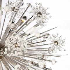 Modernist Polished Nickel Faceted Rock Crystal Chandelier with Quartz Obelisks - 2431307
