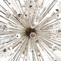 Modernist Polished Nickel Faceted Rock Crystal Chandelier with Quartz Obelisks - 2431325