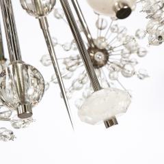 Modernist Polished Nickel Faceted Rock Crystal Chandelier with Quartz Obelisks - 2431345