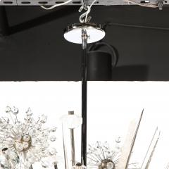 Modernist Polished Nickel Faceted Rock Crystal Chandelier with Quartz Obelisks - 2431360