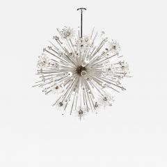 Modernist Polished Nickel Faceted Rock Crystal Chandelier with Quartz Obelisks - 2436063