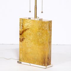 Modernist Pressed Lucite Table Lamp in Fractured Gold and Amber - 3040385