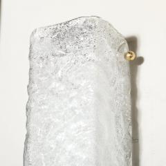Modernist Rectangular Hand Blown Murano Mottled Glass Sconces W Brass Fittings - 4075694