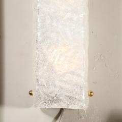 Modernist Rectangular Hand Blown Murano Mottled Glass Sconces W Brass Fittings - 4075704