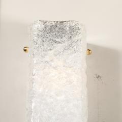 Modernist Rectangular Hand Blown Murano Mottled Glass Sconces W Brass Fittings - 4075751