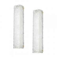 Modernist Rectangular Hand Blown Murano Mottled Glass Sconces W Brass Fittings - 4075760