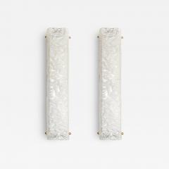 Modernist Rectangular Hand Blown Murano Mottled Glass Sconces W Brass Fittings - 4076462