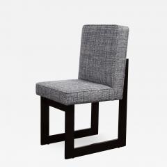 Modernist Rectilinear Ebonized Walnut and Textural Gray Woven Fabric Side Chair - 1650356