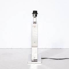 Modernist Rectilinear Table Lamps in Paneled Horn and Polished Nickel - 4231347