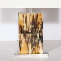 Modernist Rectilinear Table Lamps in Paneled Horn and Polished Nickel - 4231352