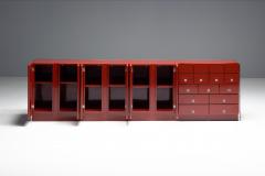 Modernist Red Lacquer Architectural Sideboard Italy 1980s - 4593931