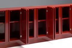 Modernist Red Lacquer Architectural Sideboard Italy 1980s - 4593944