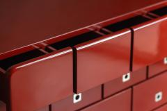 Modernist Red Lacquer Architectural Sideboard Italy 1980s - 4593988