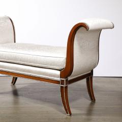 Modernist Scroll Form Bench in Walnut With Silver Naturalist Upholstery - 3645365
