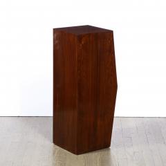 Modernist Sculptural Bookmatched Walnut Convex Faceted Minimalist Pedestal - 2143740