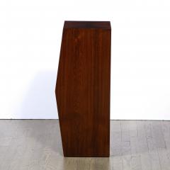 Modernist Sculptural Bookmatched Walnut Convex Faceted Minimalist Pedestal - 2143748