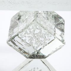 Modernist Sculptural Cubic Handblown Translucent Murano End Side Table - 3275788