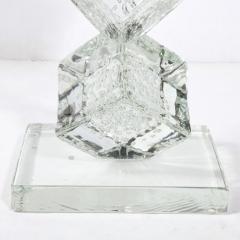 Modernist Sculptural Cubic Handblown Translucent Murano End Side Table - 3275789