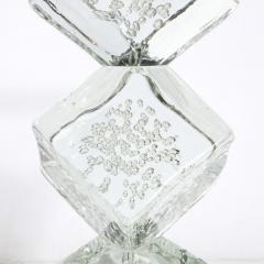 Modernist Sculptural Cubic Handblown Translucent Murano End Side Table - 3275791