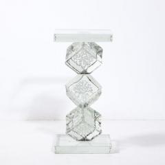 Modernist Sculptural Cubic Handblown Translucent Murano End Side Table - 3275792